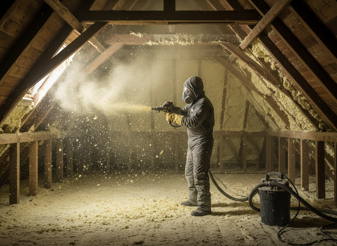 sand blasting spray foam insulation removal in Telford